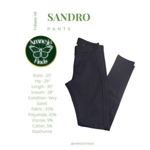 Sandro Black & Blue Striped  Skinny Leg Pants